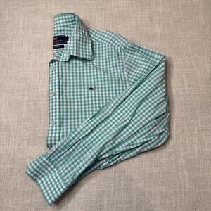 Vineyard Vines Gingham Pattern Whale Shirt